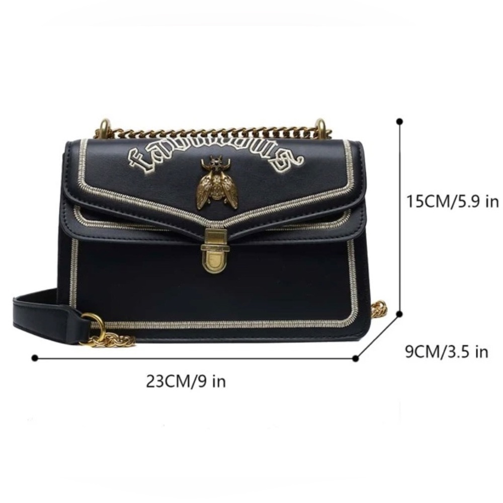 Black & Gold Double-Layered Flip Cover Luxury Chain Shoulder Bag - Picture 7 of 8